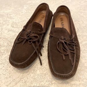 Prada men’s brown suede moccasins